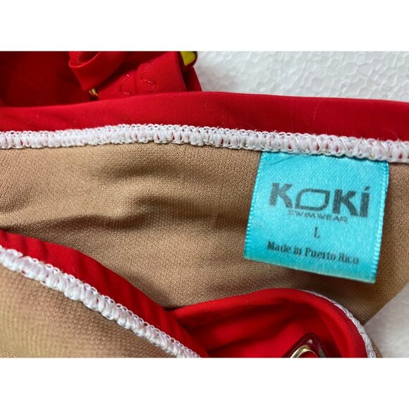 Red Thong Bikini XXL Tassels Koki Swimwear Puerto Rico Sexy Bathing Suit Fringe - Picture 7 of 7